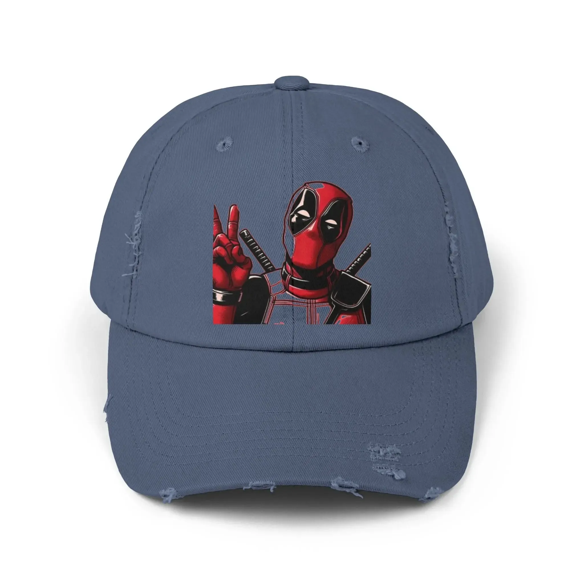 Men's & Women's  Distressed Cap with Deadpool Design - Trendy Casual Headwear for Marvel Fans