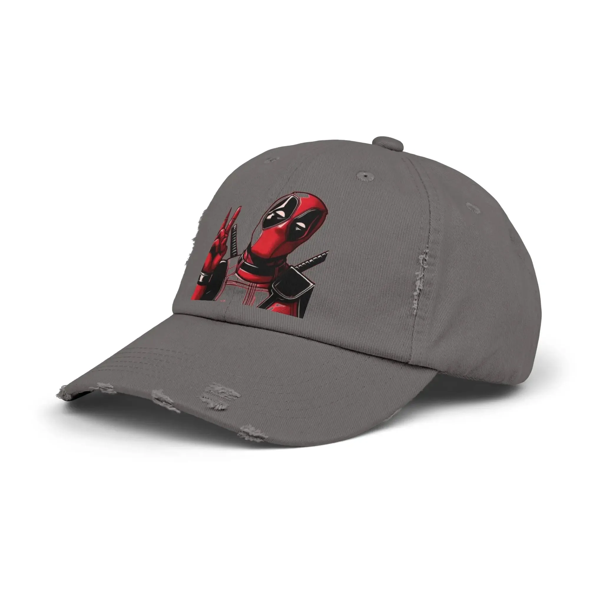 Men's & Women's  Distressed Cap with Deadpool Design - Trendy Casual Headwear for Marvel Fans