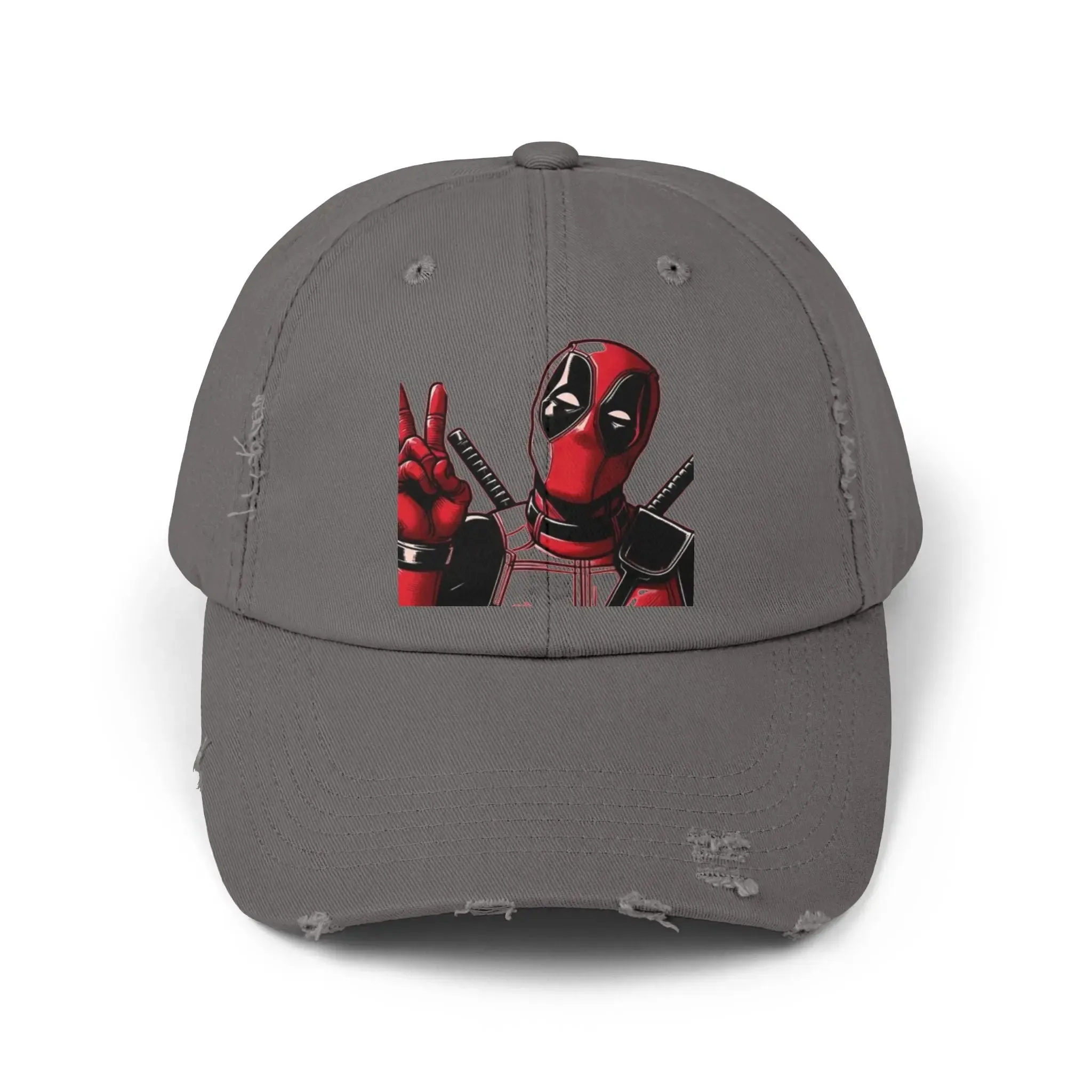 Men's & Women's  Distressed Cap with Deadpool Design - Trendy Casual Headwear for Marvel Fans