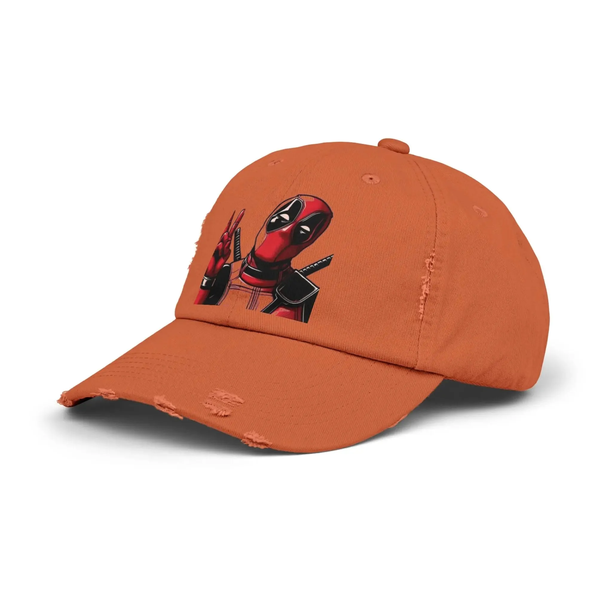 Men's & Women's  Distressed Cap with Deadpool Design - Trendy Casual Headwear for Marvel Fans