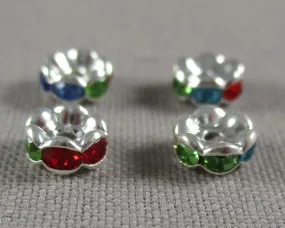Mixed Color Rhinestone Rondelle Spacer Beads 20pcs (C160)