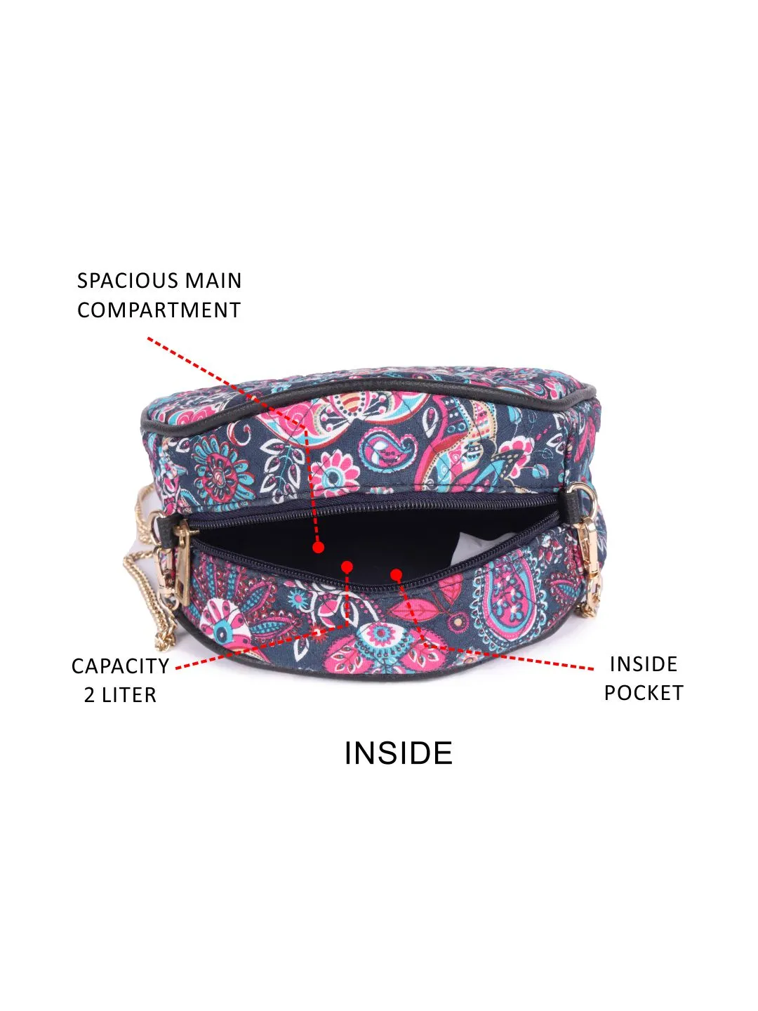 Multi Color  Print Womens Sling Bag Medium Size