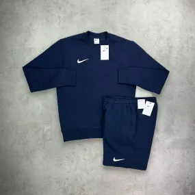 Nike Crew Neck Sweater/ Shorts Set Navy Blue