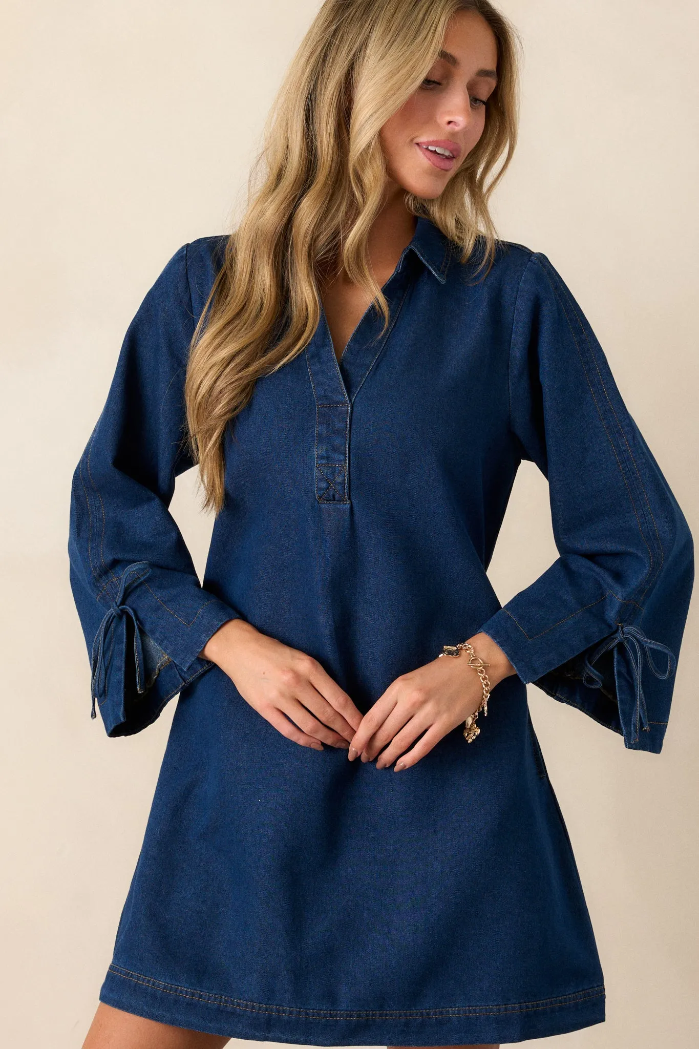Open Horizons Dark Wash Denim Mini Dress
