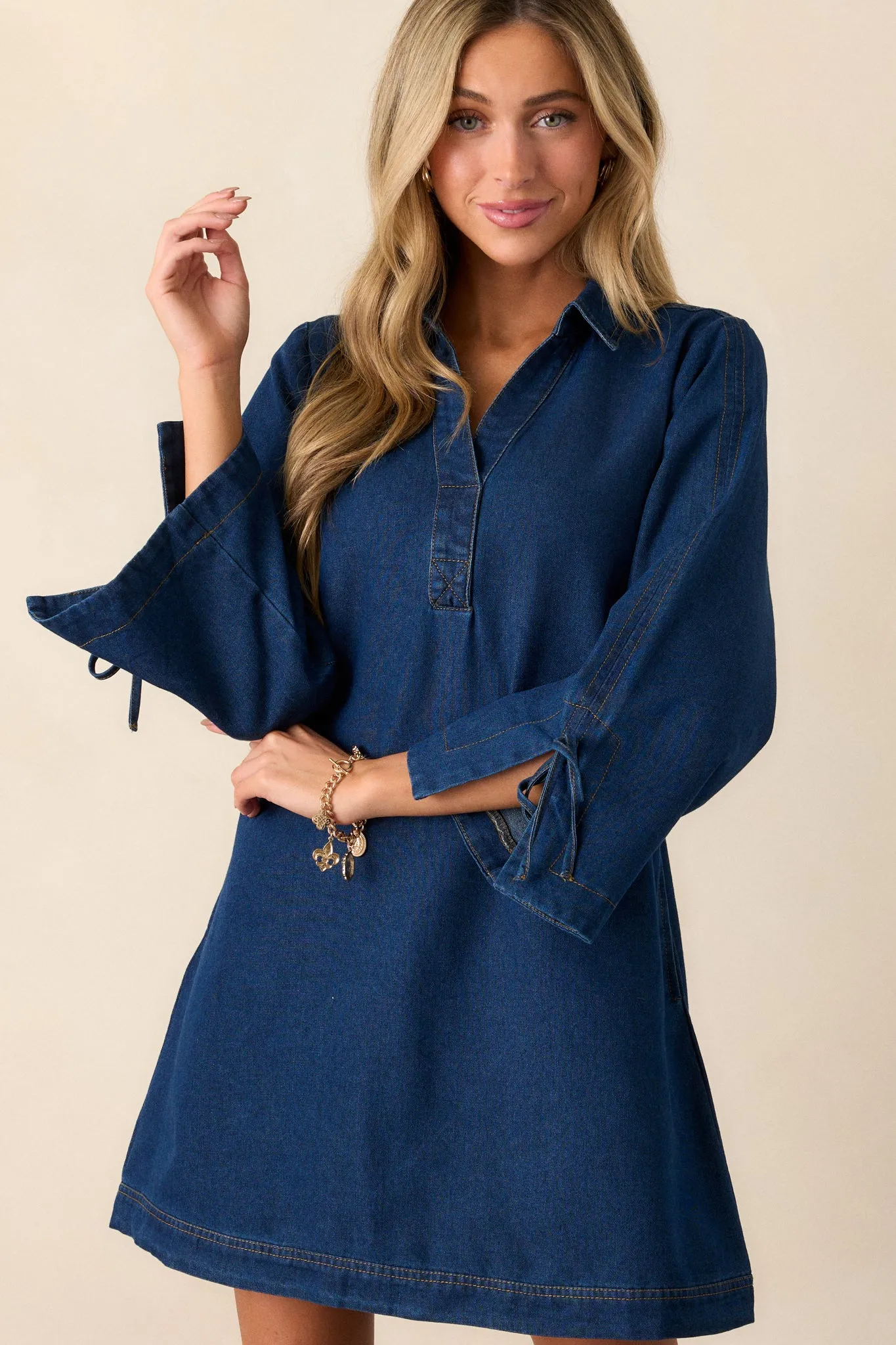 Open Horizons Dark Wash Denim Mini Dress