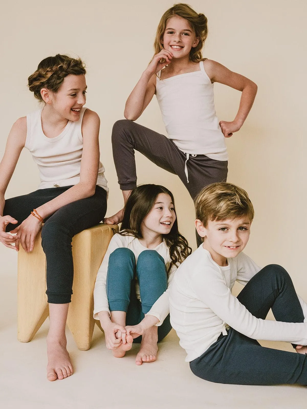 organic cotton drawstring leggings - midnight