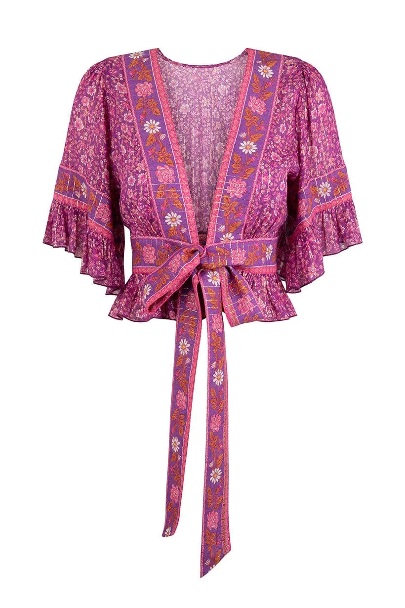Sienna Cropped Blouse | Fuchsia