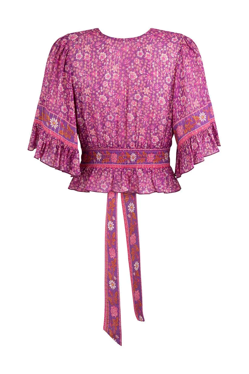 Sienna Cropped Blouse | Fuchsia