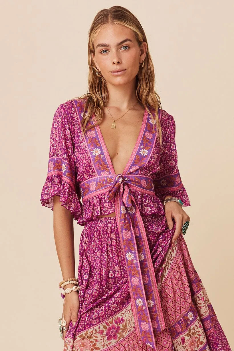 Sienna Cropped Blouse | Fuchsia