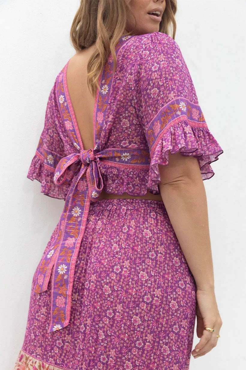 Sienna Cropped Blouse | Fuchsia