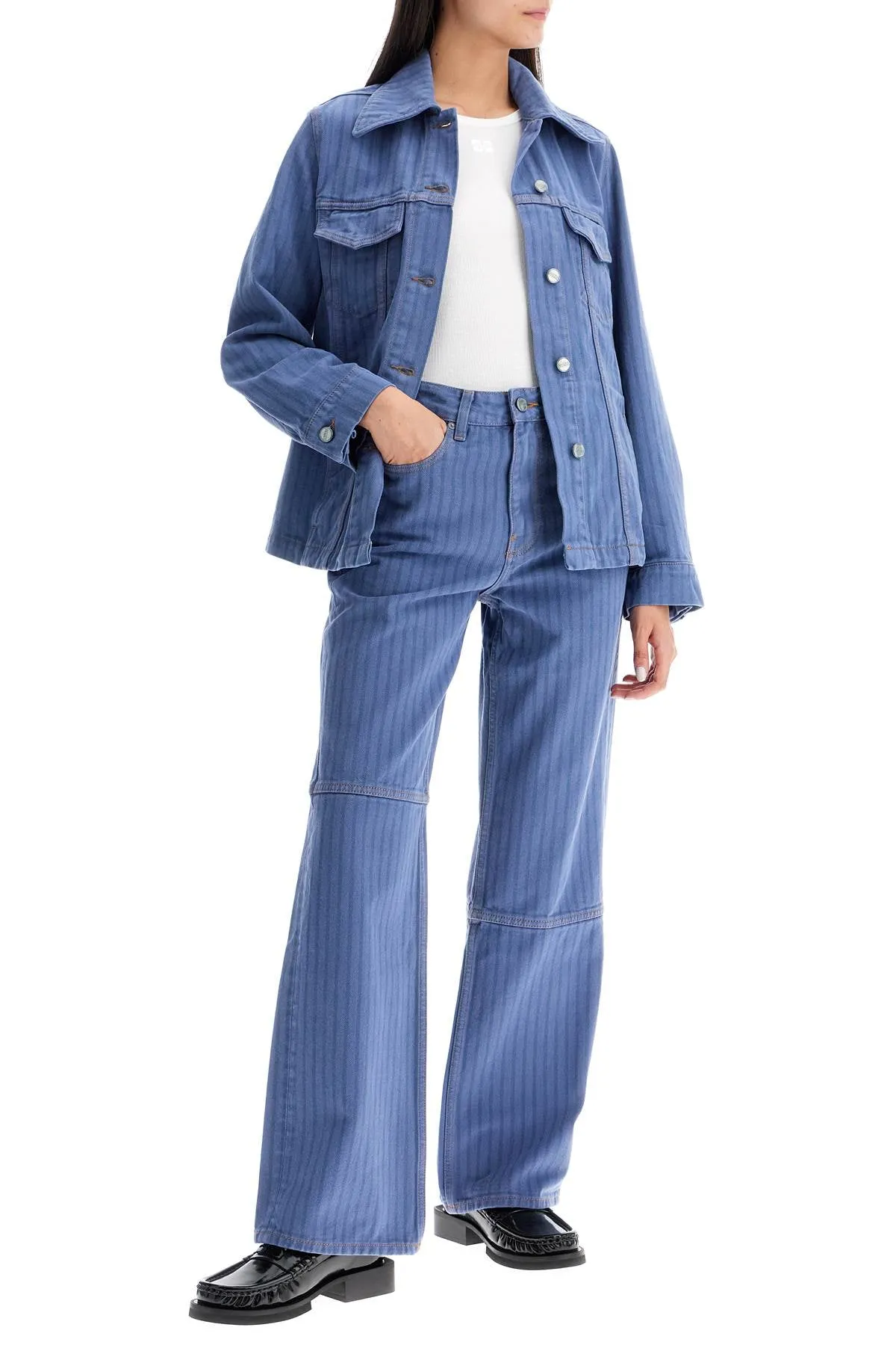 Striped Overdyed Denim Jacket