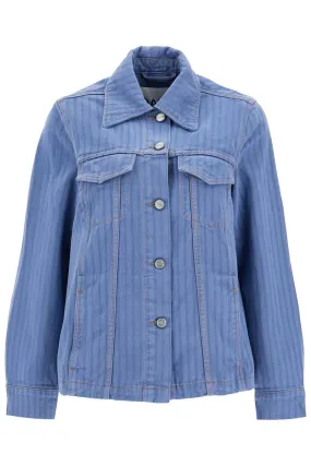 Striped Overdyed Denim Jacket