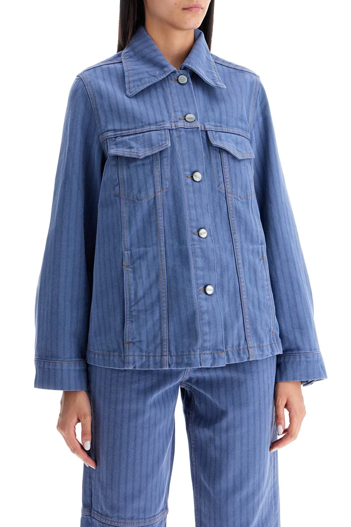 Striped Overdyed Denim Jacket