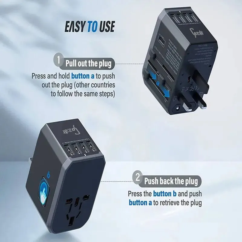 Universal Travel Adapter | Multi-Plug Power, USB Charger, and Plug Adapter