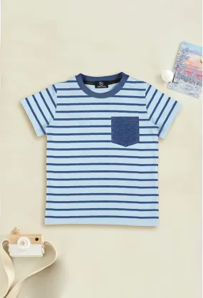 Zinc-Blue contrast Pocket Tee